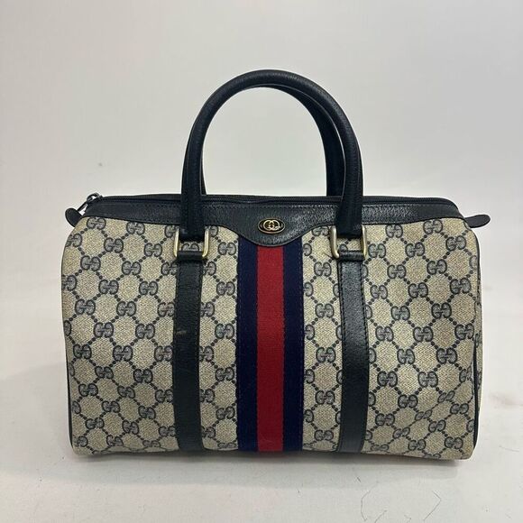 Gucci Handbags - Vintage Gucci Sherry Line Navy Blue Boston Bag